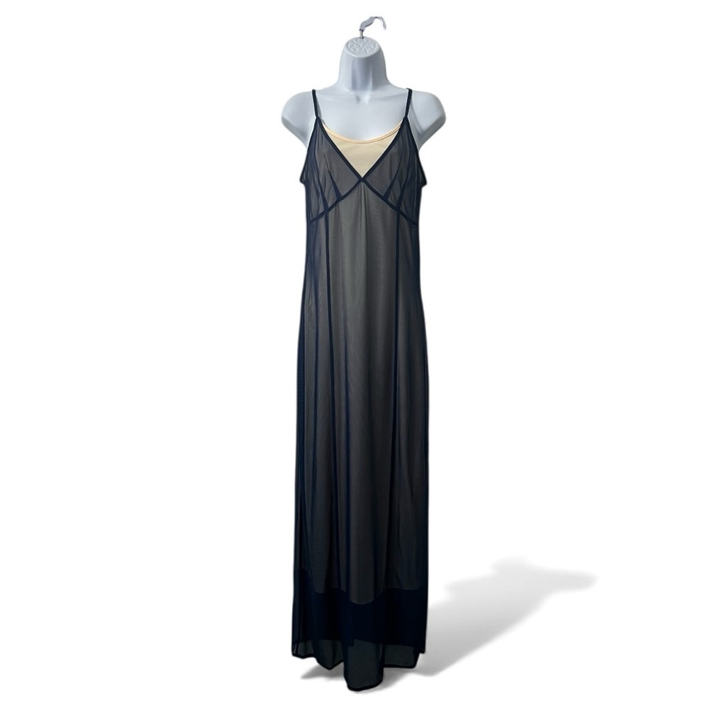 Kookai Sheer Sleeveless Slip Dress Navy XS Parisian Fairy Grunge Goth Scandi